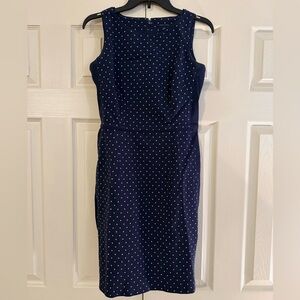 Tommy Hilfiger Navy Polka Dot Midi Sheath Dress